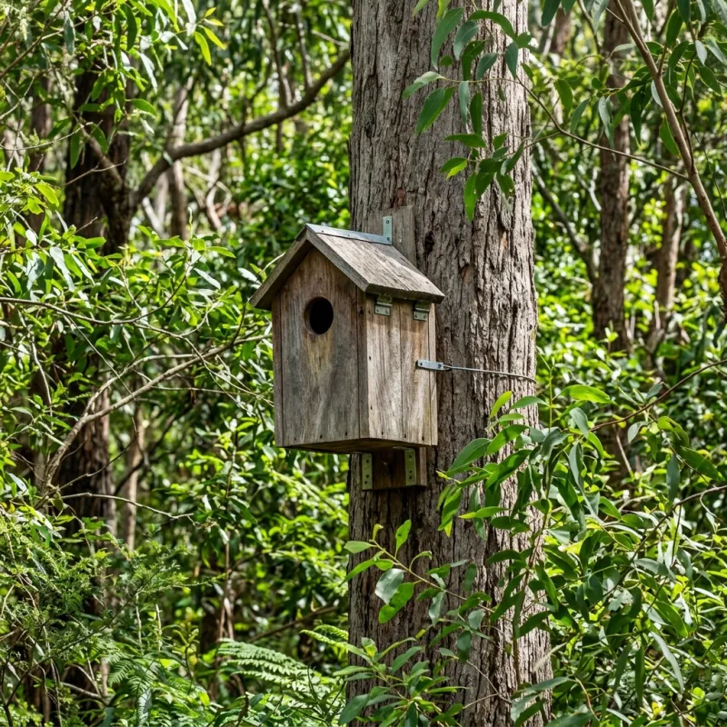 Animal nesting box installed as a humane alternative to a Officer South roof cavity