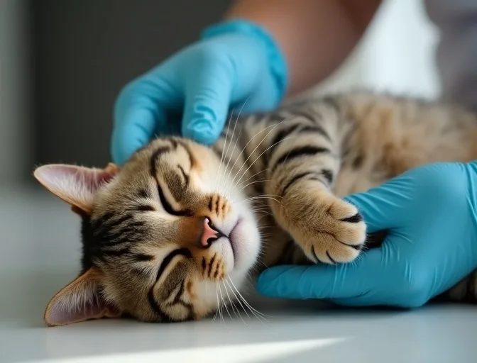 Specialist carefully handling a deceased cat with dignity in Officer South