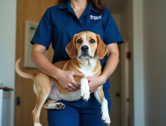 Technician respectfully transporting a deceased dog in Officer South